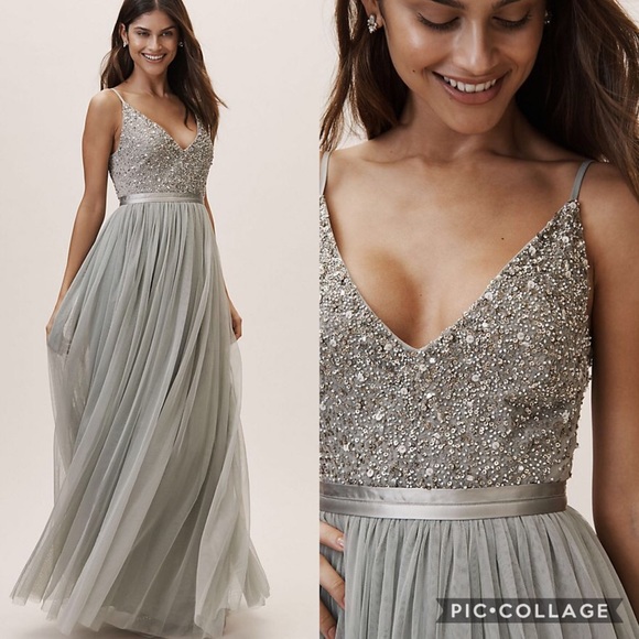 BHLDN Anthropologie Avery Beaded Tulle Gown Dress - Picture 2 of 9